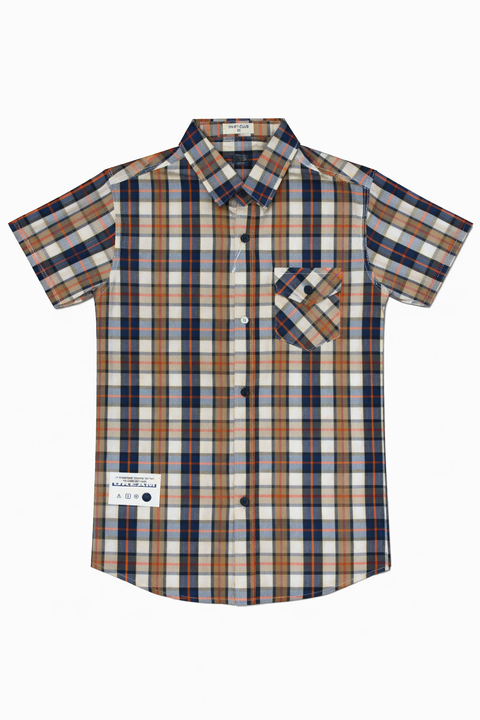 Boys Brown Checkered Half Sleeve Casual Shirt – Smart Summer Style
