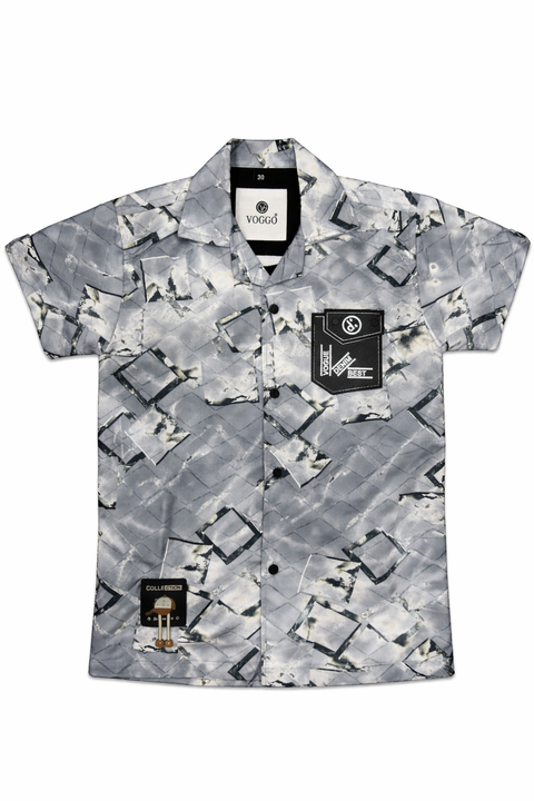 Boys Printed Shirt with Graphic Inner Tee Set