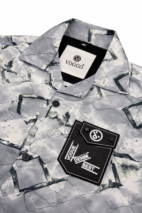 Boys Printed Shirt with Graphic Inner Tee Set