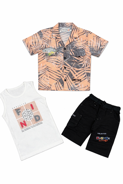 “Trendy Boys 3 piece Summer Outfit – Soft & Stylish