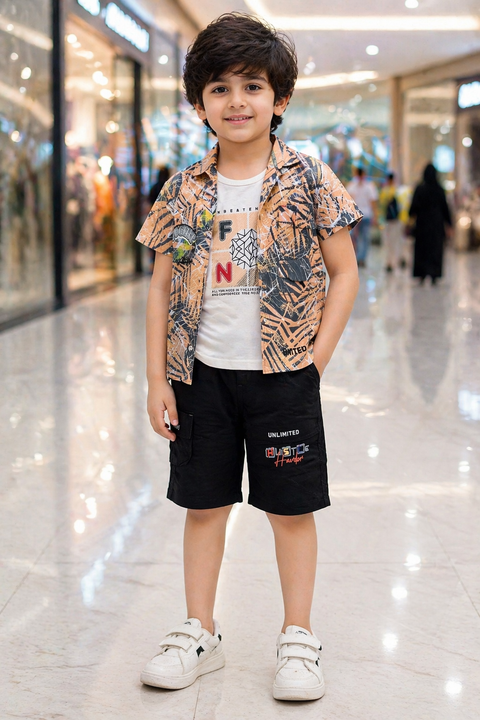 “Trendy Boys 3 piece Summer Outfit – Soft & Stylish