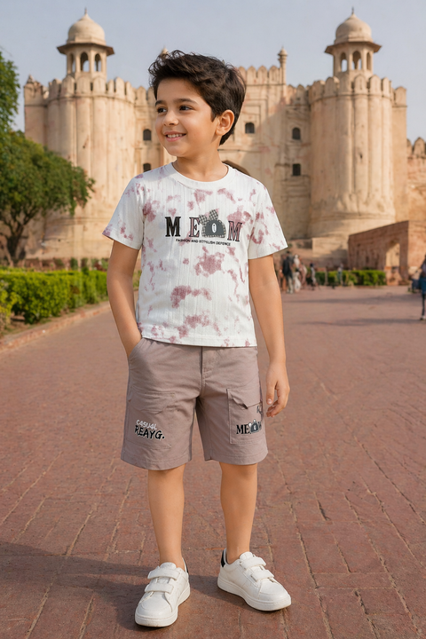 “Casual Summer Vibes – Kids Printed T-Shirt & Shorts Set”