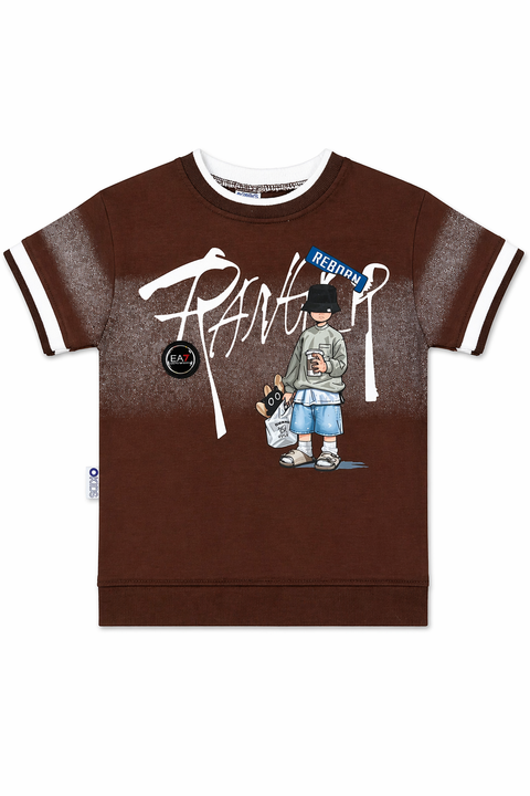 Boys Casual 2-Piece Outfit – Graphic T-Shirt & Denim Shorts Set with Belt