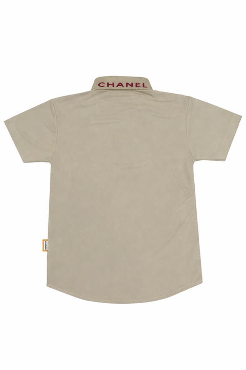 Stylish Boys Summer Casual Shirt & Shorts Set (Beige & Maroon)