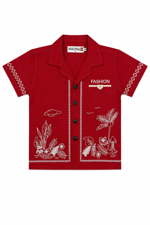 Kids Meiroon Summer Outfit Set – Printed Shirt, Tank Top & Denim Shorts (3 Piece Set)