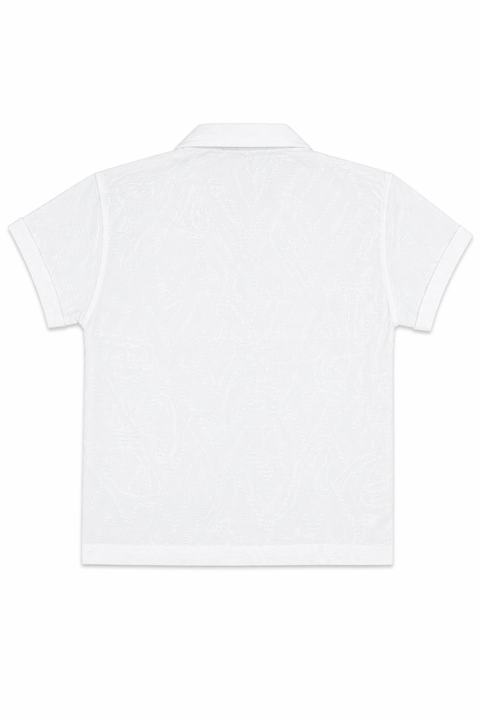 Kids White&Black Summer Outfit Set – Printed Shirt, Graphic Tee & Shorts (3 Piece Set)