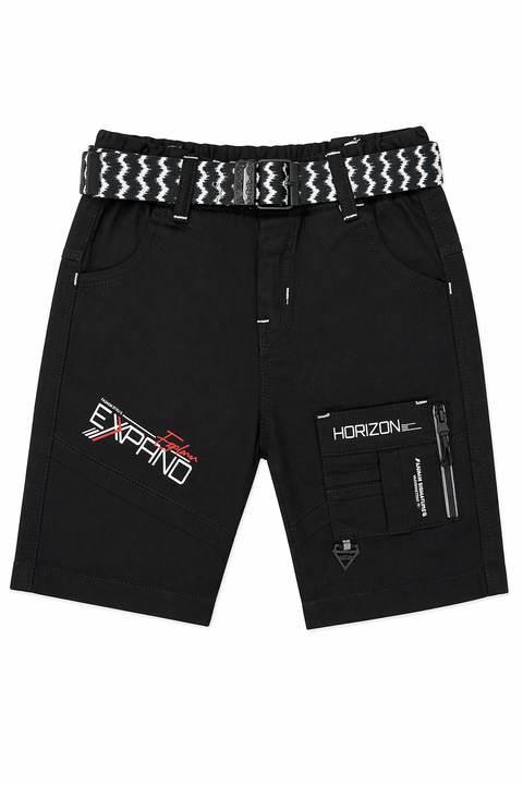 Kids White&Black Summer Outfit Set – Printed Shirt, Graphic Tee & Shorts (3 Piece Set)
