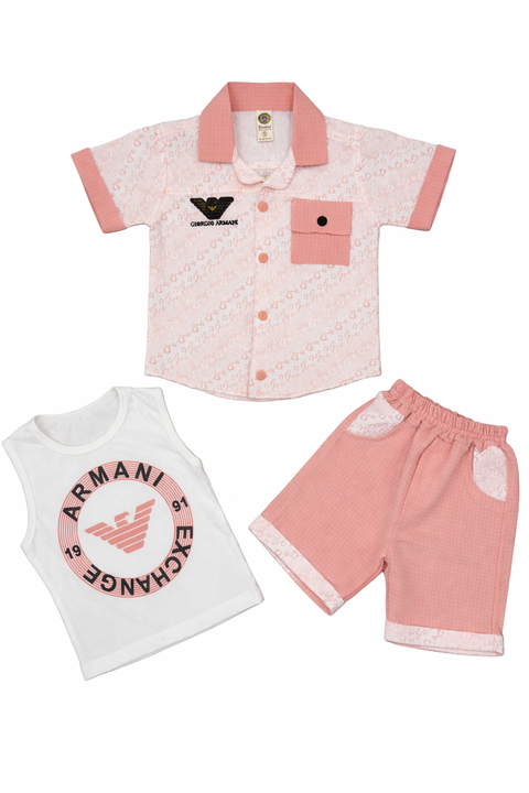 “Trendy Boys 3 piece Summer Outfit – Soft & Stylish