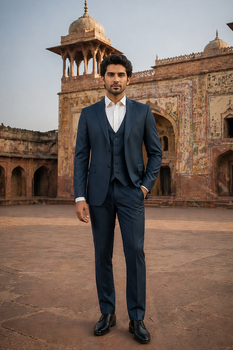 Navy Blue 3-Piece Formal Suit – Premium Slim Fit