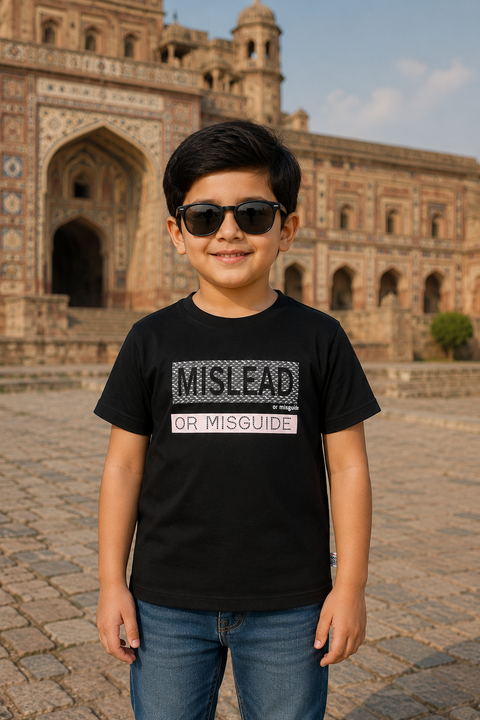 Black “Mislead or Misguide” Graphic T-Shirt for Kids