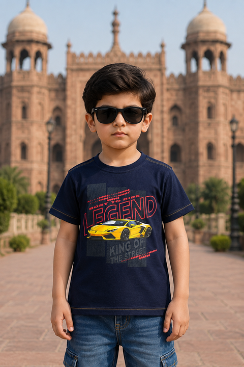 Black Yamaha Graphic Kids T-Shirt with Racing Bike Print