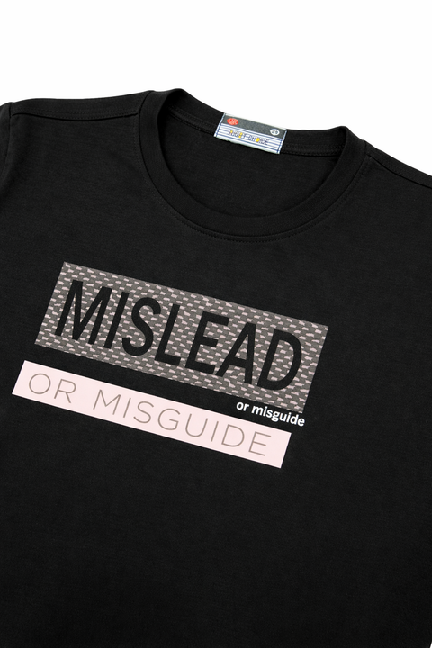 Black “Mislead or Misguide” Graphic T-Shirt for Kids