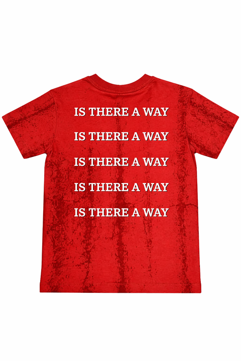 Red Textured Graphic T-Shirt with Pocket Detail