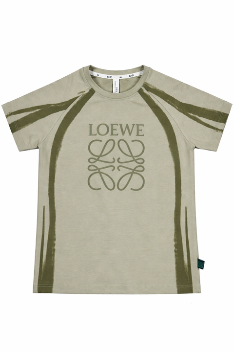 Olive Green Contrast Stitch Logo T-Shirt for Kids