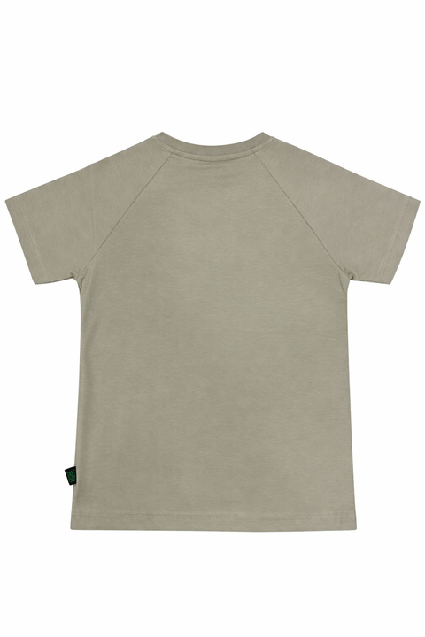 Olive Green Contrast Stitch Logo T-Shirt for Kids