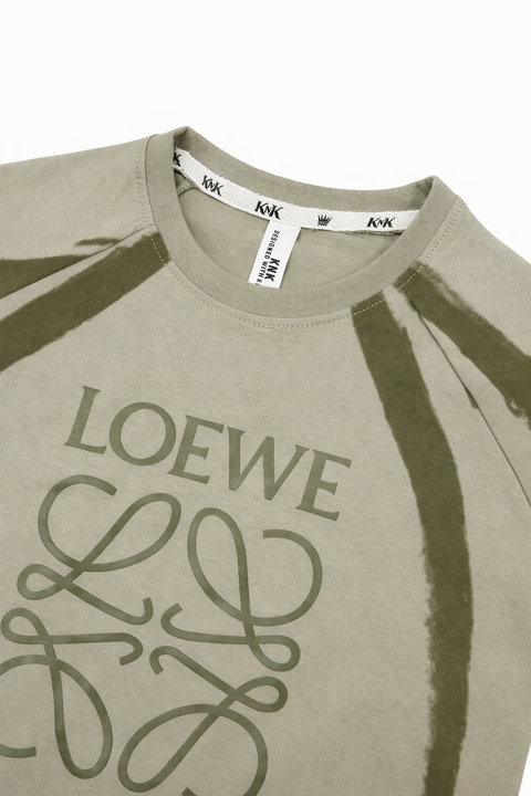 Olive Green Contrast Stitch Logo T-Shirt for Kids