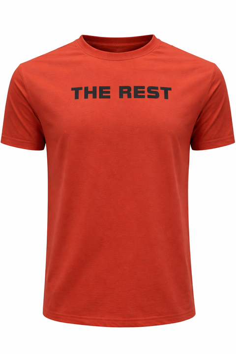 Men’s Premium Orange Crew Neck T-Shirt – “THE REST” Print