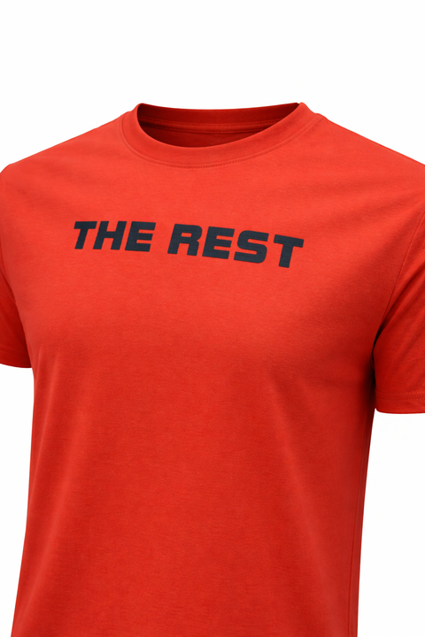Men’s Premium Orange Crew Neck T-Shirt – “THE REST” Print
