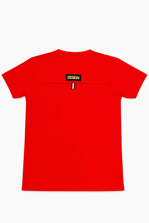 “Bold Red GUESS Denim Graphic T-Shirt for Kids”