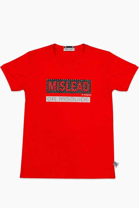 Red “Mislead or Misguide” Graphic T-Shirt for Kids