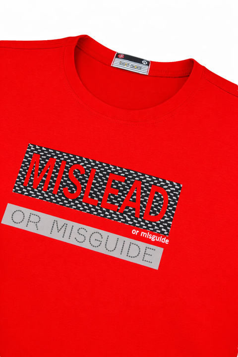 Red “Mislead or Misguide” Graphic T-Shirt for Kids