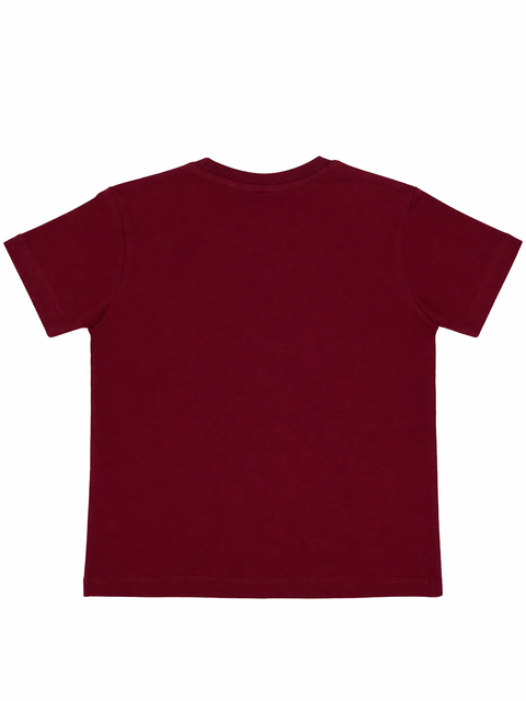 Boys Maroon Graphic T-Shirt with Pocket Design & Chain Detail