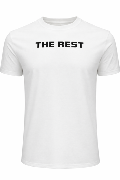 Men’s Premium White Crew Neck T-Shirt – “THE REST” Print