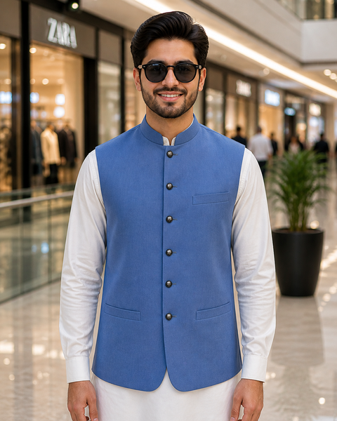 Men’s Premium Imported Summer Waistcoat – Sky Blue