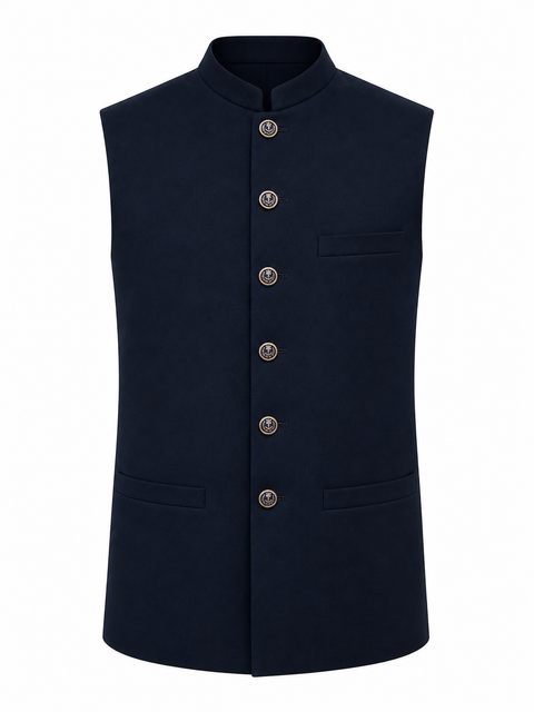 Elegant Navy Blue Waistcoat – Formal Ethnic Look