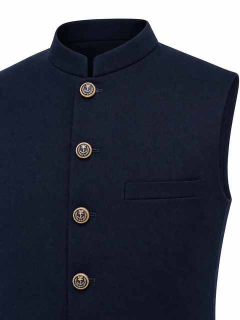 Elegant Navy Blue Waistcoat – Formal Ethnic Look