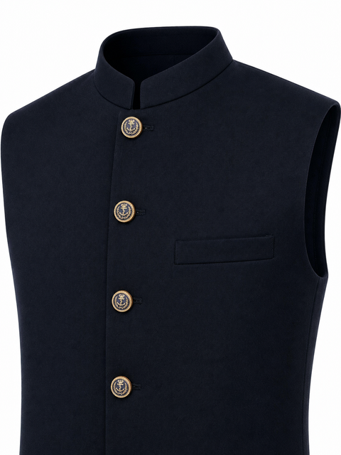 Classic Navy Blue Waistcoat – Premium Formal Ethnic Wear