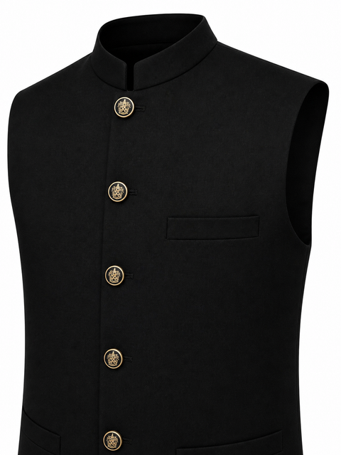 Black Waistcoat – Modern Formal Ethnic Style