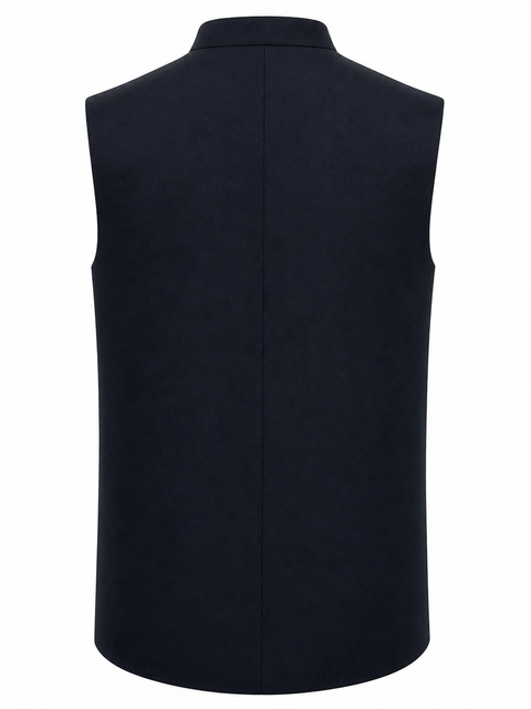 Navy Blue Classic Waistcoat with Metal Buttons