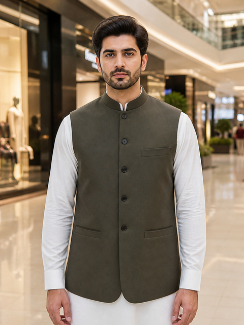 Royal Wearz Olive Green Classic Waistcoat